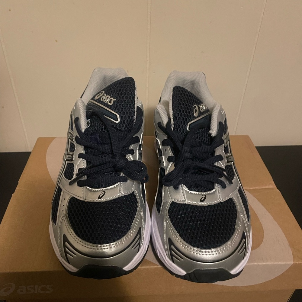 Asics Navy and Silver Sneakers